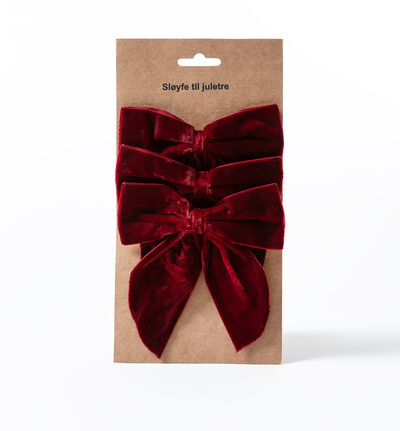 Sløyfe til juletre mørk rød fløyel 3 pk Sløyfe til juletre mørk rød fløyel 3 pk